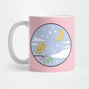 A small yellow bird on a branch Mug